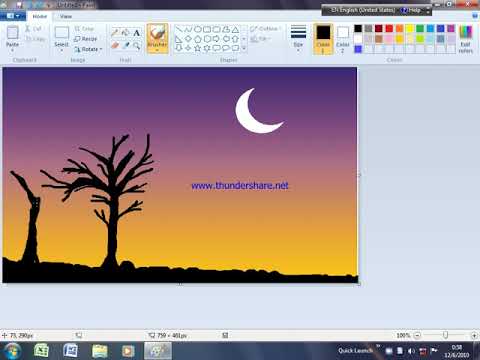 How to draw a beautiful sunset with gradient effect in MS paint.