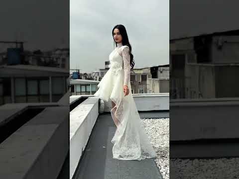 Rochie cununie civila din dantela cu trena  Video