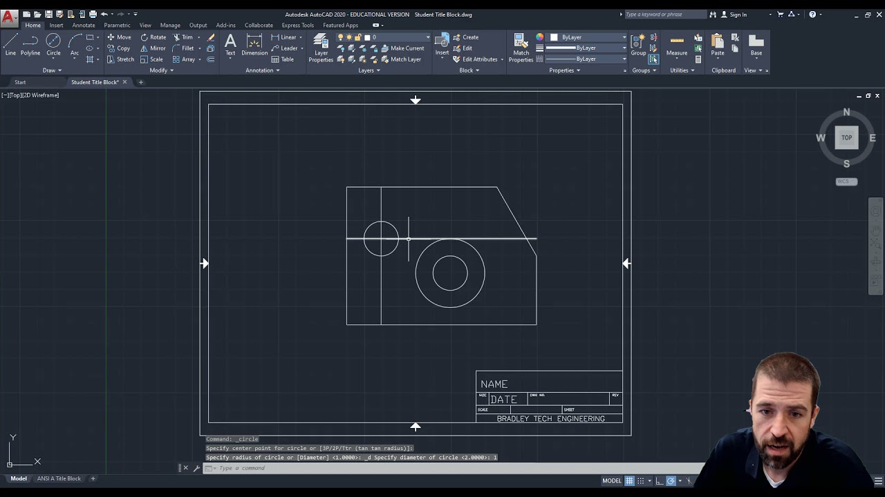 Intro to AutoCAD 2023 - Circle Practice 1