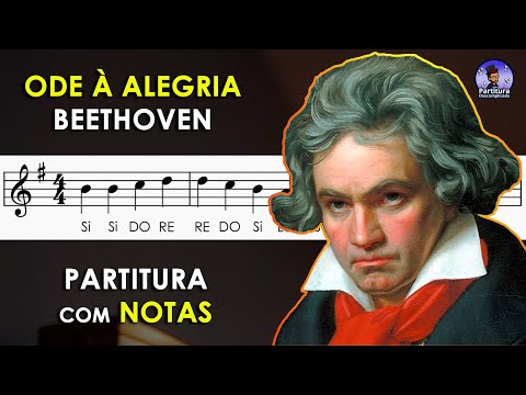 Ode à Alegria Beethoven | Partitura com Notas Flauta Doce, Violino e Playback no Piano - 9ª Sinfonia