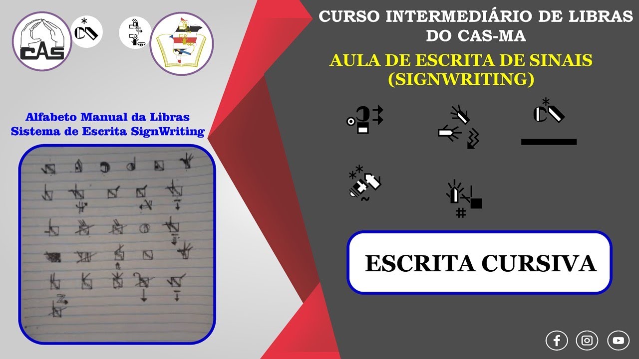 Videoaula de Escrita de Sinais (SignWriting) - Alfabeto Manual da Libras com escrita cursiva