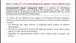CE469 Environmental Impact assessment - Module 1 - EIA Process