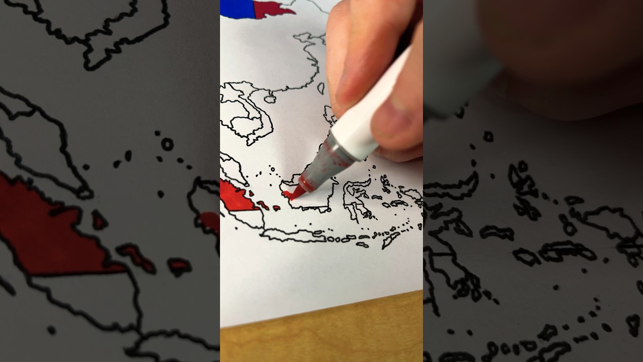 Drawing INDONESIA in my Asia Map #art #flag #indonesia #shorts