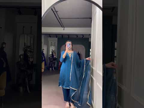 Teal Graceful Vichitra Silk Suit Set with Handwork & Sequins – Lace Border Dupatta, Stitched Top & Bottom