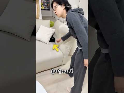 เธอแอบเลี้ยงแมว เลยต้องให้แมวซ่อนตัว 😂