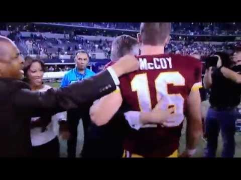 Angry PR wont let Colt Mccoy have an interview...NO MEANS NO