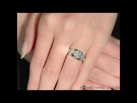 Art Deco "E" Color Diamond Sapphire Ring - 16648