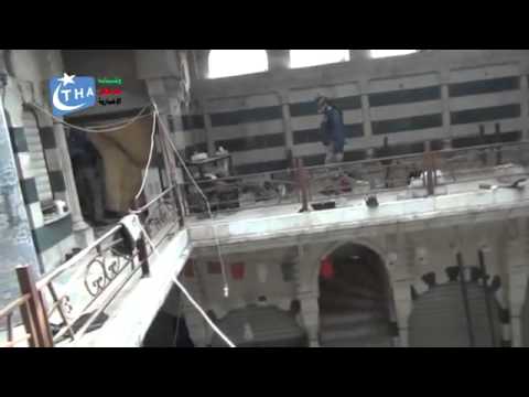 تمشيط احد المباني في خان الصابون في مدينة حلب من قبل كتيبة الشهيد حسين عرب