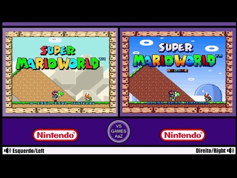 Super Mario World redone 2023 (SNES VS SNES) Graphics Comparison side by side _ Hack vs Original