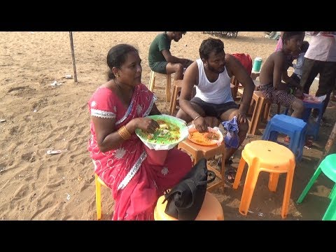 People Enjoying Food ( Idli /Vada/Dosa/Samber) | Besides Chennai Marina Beach