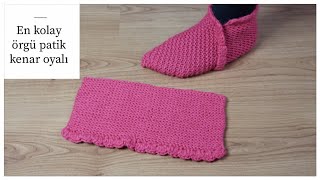 İki şişle kenar süslü örgü patik/ en kolay örgü modelleri/ kolay örgü kenar oyası /Figen Ararat