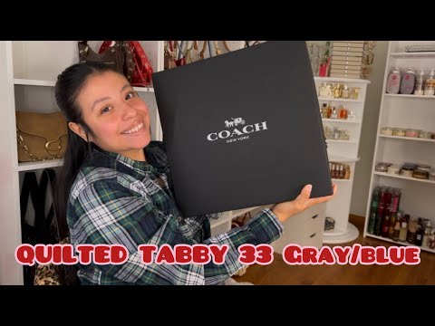COACH UNBOXING! 🥰 QUILTED TABBY 33 IN GRAY/BLUE 👽💙@coach 