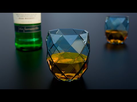 Jameson Whiskey Bottle with Crystal Glasses – Photoreal 3D Model