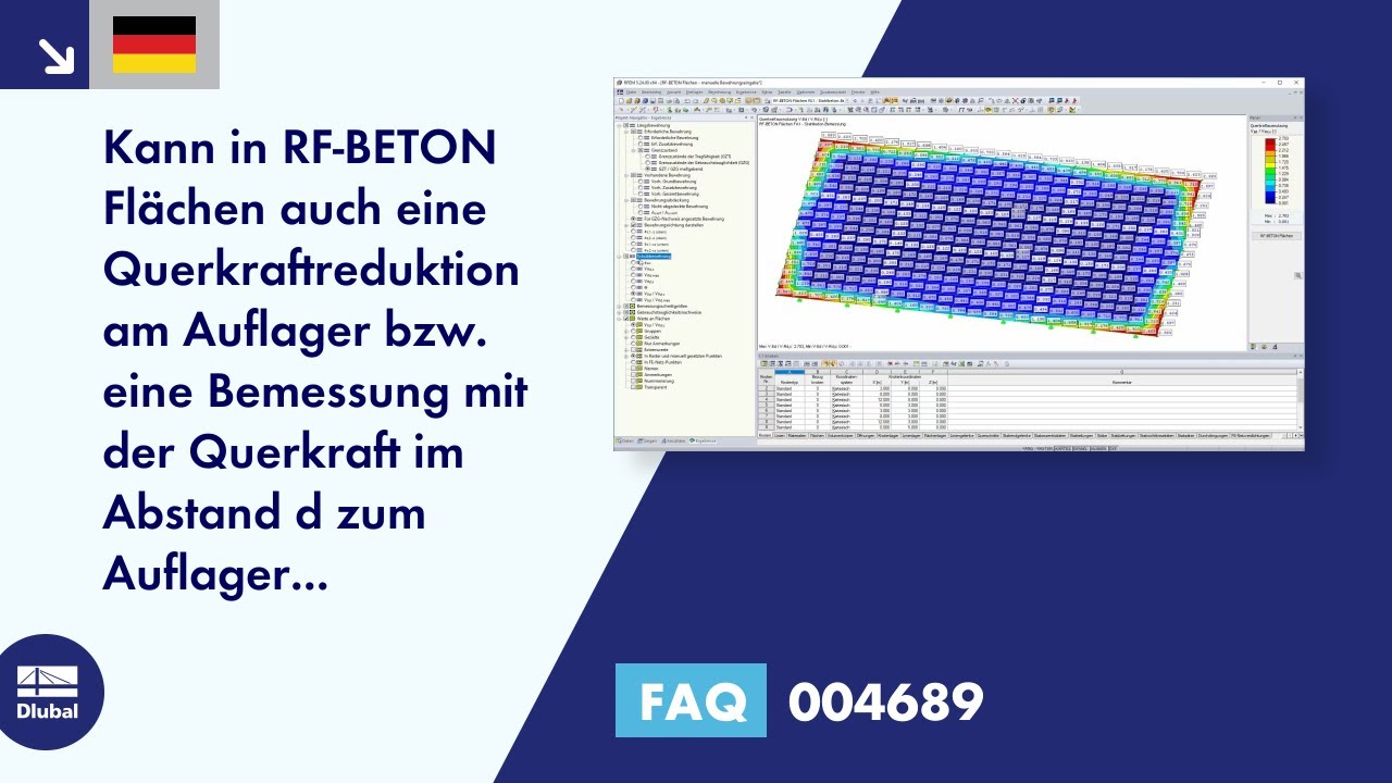 FAQ 004689 | Kann in RF-BETON Flächen auch eine Querkraftreduktion am Auflager bzw. eine Bemessun...