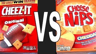 Cheez-It vs. Cheese Nips, Which Cheddar Snack Cracker is the Best? FoodFights Review Live Taste Test