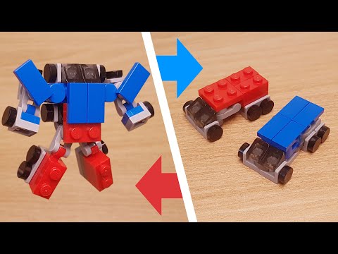 Mini LEGO brick Two trucks with six wheels combining transformer robot - DuoTruck #LEGO #MOC