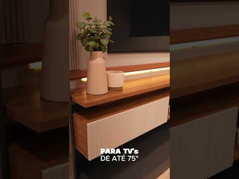 Video thumbnail of Painel Canelado para TV até 70 Polegadas com LED 2 Portas NT 1370 Notável Móveis