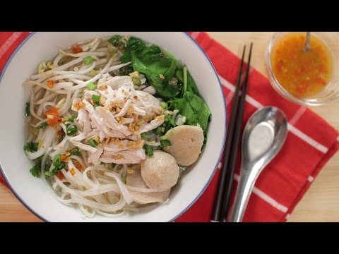Thai Chicken Noodle Soup Recipe ก๋วยเตี๋ยวไก่ฉีก - Hot Thai Kitchen!