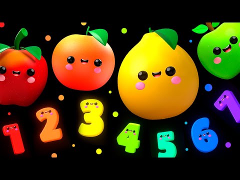 DANCING FRUIT with the Numbers 🍎🍊🍋‍🍏🍇 Sensory Video