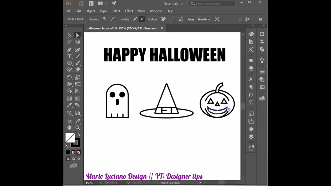Adobe Illustrator Tutorial | 3 Simple Halloween Vector Icons (Pumpkin, Ghost & Hat)