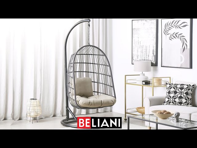 Vidéo teaser pour BELIANI PE Rattan Hanging Chair Black ALLERA