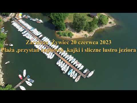 Zarzecze przystań żaglówek oraz kajaki plaża i super lustro jeziora żywieckiego