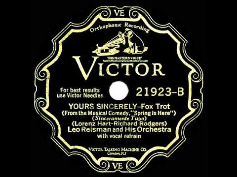 1929 Leo Reisman - Yours Sincerely (Ran Weeks, vocal)