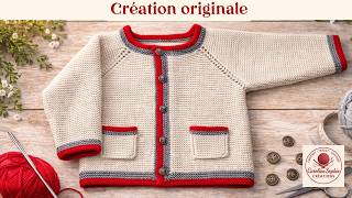 🧶Votre Tuto de ♥️ : Cardigan TYROL ENFANT 2/3 ans #tricot original création spendide ♥️  #knitting