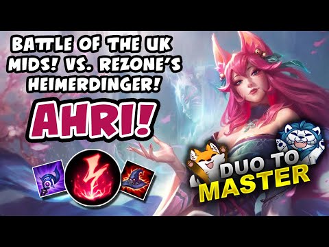 BATTLE OF THE UK MIDS! MY AHRI VS. REZONE'S HEIMERDINGER! DUO TO MASTER - VICKSY | League of Legends