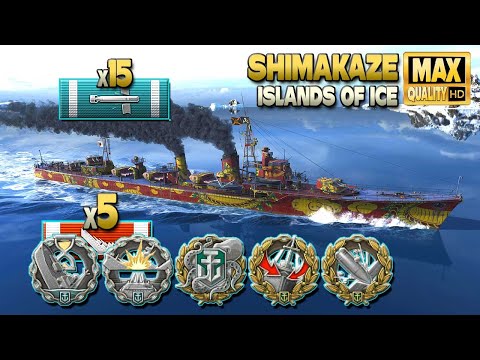 Destroyer Shimakaze: MVP on map Islands of Ice - World of Warships
