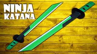 Katana Ninja Schwert basteln Spielzeug aus Papier - green katana sword DIY toy craft [4K]