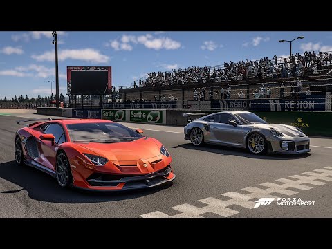 Forza Motorsport Drag Race: Lamborghini Aventador SVJ vs Porsche 911 GT2 RS