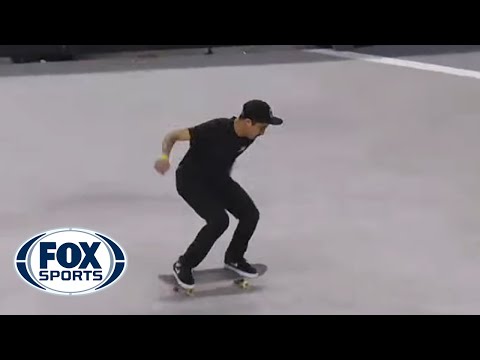 Luan Oliveira knocks off Nyjah Huston with a huge switch bigspin heelflip