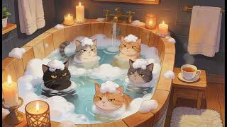 Lofi Relaxing & Chill ☀️ Ambience with Cats in a Bathtub