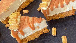 Churros easy no bake cheesecake. No bake churros and caramel cheesecake