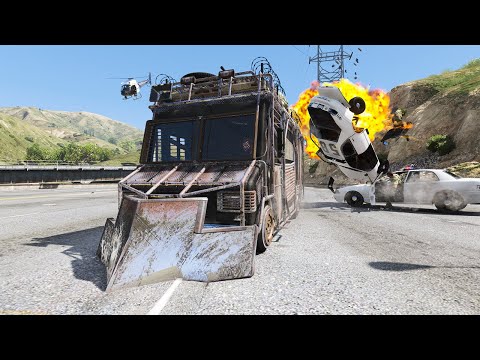 GTA 5 ARMORED BOXVILLE AT HIGH SPEED CRASHES - SUPER CINEMATIC PICTURE ON SLOW MO ep.3