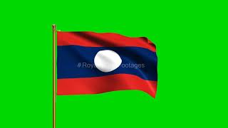 Laos National Flag | World Countries Flag Series | Green Screen Flag | Royalty Free Footages