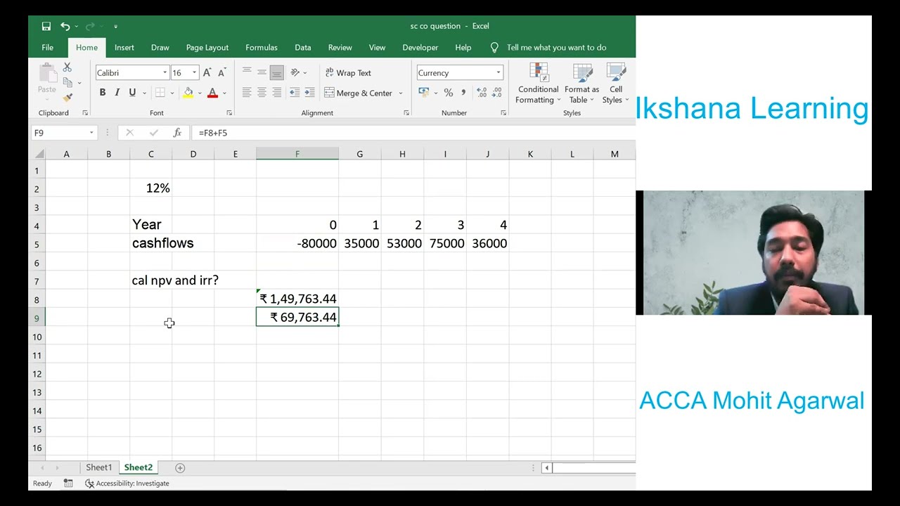 ACCA- How to calulate npv and irr on excel.