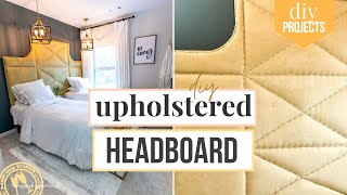 DIY (giant) UPHOLSTERED HEADBOARD + How to securely hang it on the wall