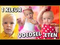 1 KLEUR VOEDSEL ETEN VOOR 24 UUR ? | Bellinga Familie Vloggers #1435