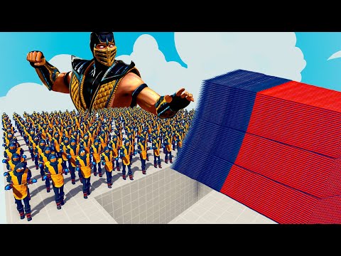 100x SCORPION (MORTAL KOMBAT) + 1x GIANT vs 3 EVERY GOD - Totally Accurate Battle Simulator TABS