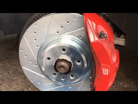 How to Audi SQ5 2021 Replace Front Brakes Rotors Drilled Slotted R1 Concepts B9 Easy Q5 Hybrid PHEV