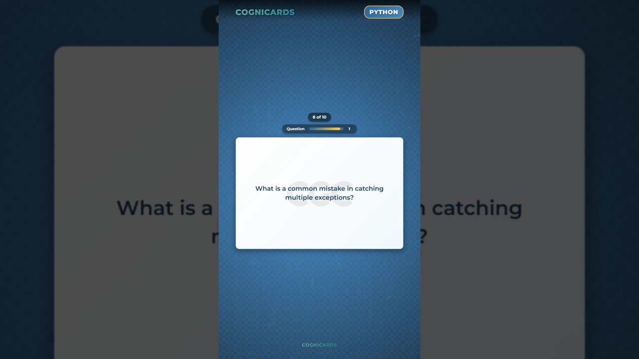 Catch Multiple Exceptions in Python ⚠️ | One Block, Many Errors (Flashcards)