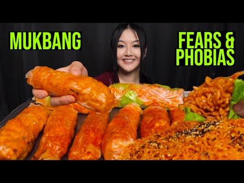 3x Buldak Light Nuclear Noodles Spring Rolls | FEARS & PHOBIAS | Eating Cooking Show MUKBANG 먹방