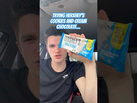Trying hershey's cookies and cream chocolate bar 🍫