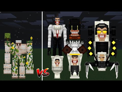 Mutant Iron Golem VS All Skibidi Toilet - Minecraft Mob Battle