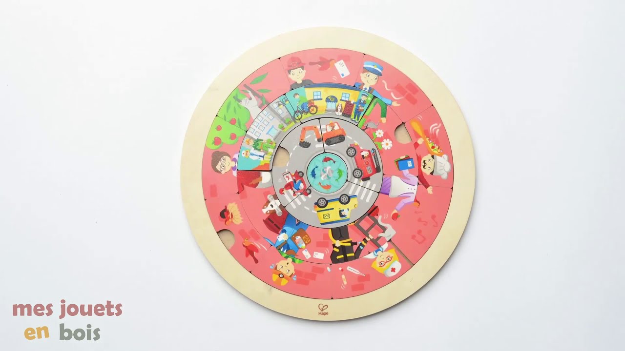 Puzzle 19 pièces en bois pour enfant - La ronde des métiers