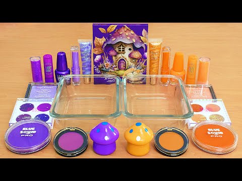 Purple vs Orange - Mixing Makeup Eyeshadow Into Slime ASMR