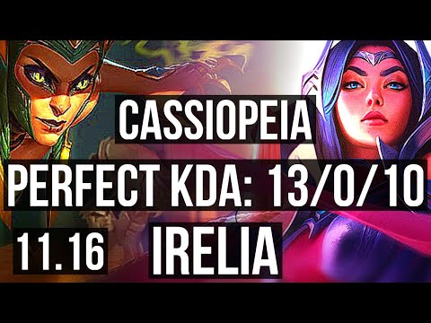 CASSIOPEIA vs IRELIA (TOP) | 13/0/10, 9 solo kills, Legendary, 500+ games | BR Master | v11.16