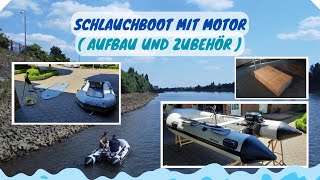 Schlauchboot mit Motor (Aufbau und Zubehör).